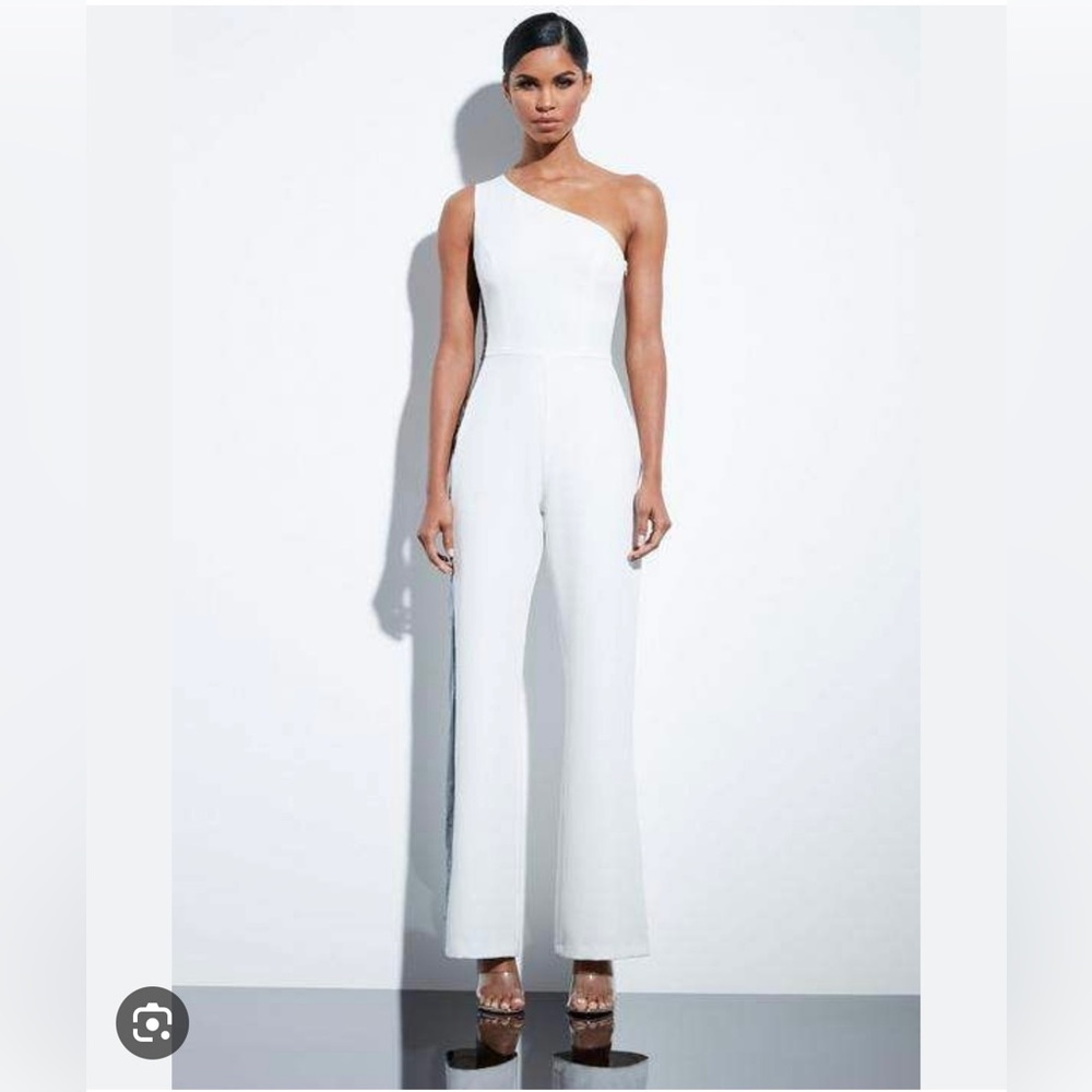 Missguided White One Shoulder Jumpsuit